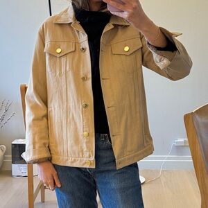 Uterque Tan Jean Jacket with Gold Buttons